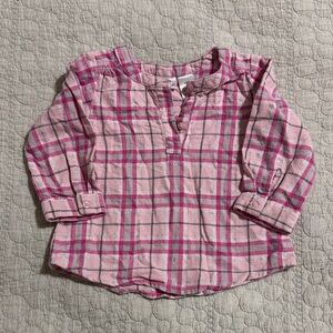 Jumping Beans Pink and Gray Plaid Button Down Shirt